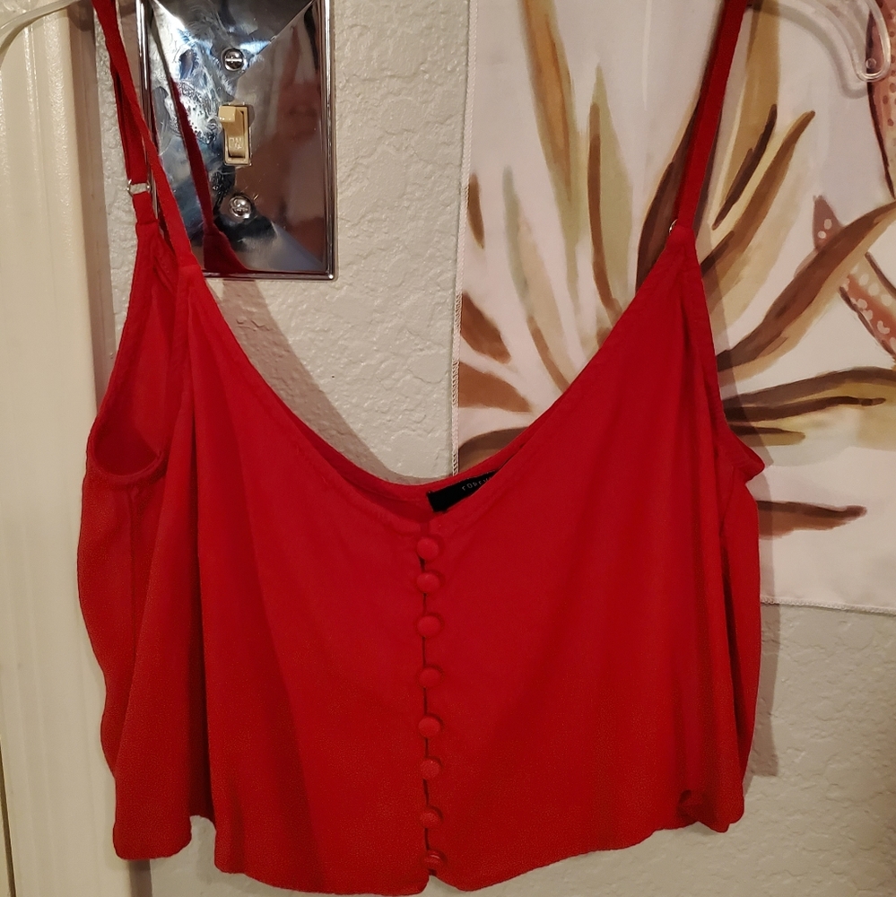 Red Button Down Top
